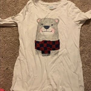 Gray animal and scarf white shirt